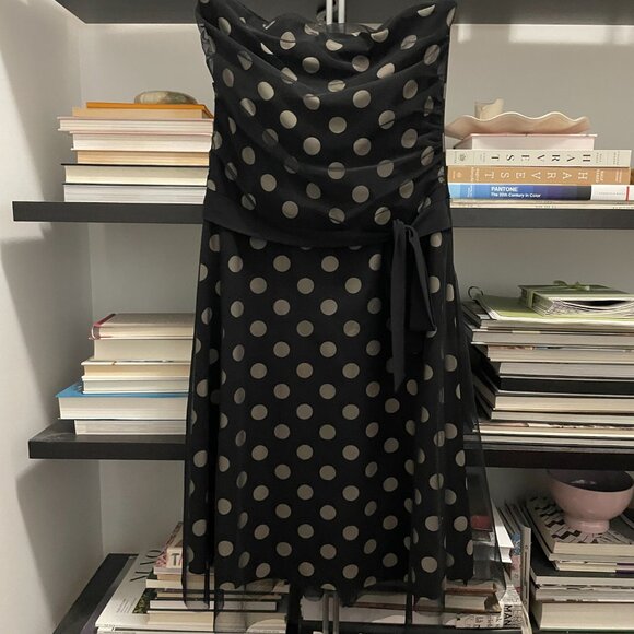 strapless polka dot midi dress - Picture 3 of 5